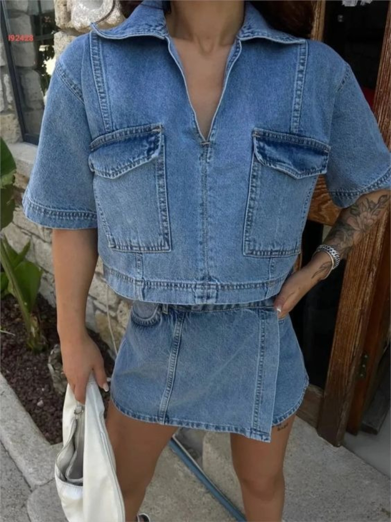 Women's 2 Piece Denim Outfits  - Quilt Cotton Summer recension och pris