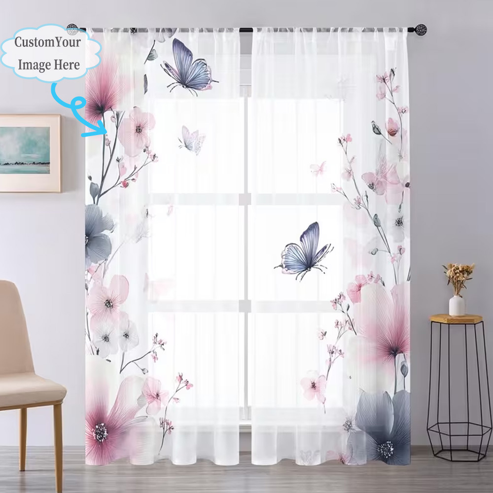 Custom 2D Flat 2pcs Sheer Curt - Home Textiles Fabric recension och pris