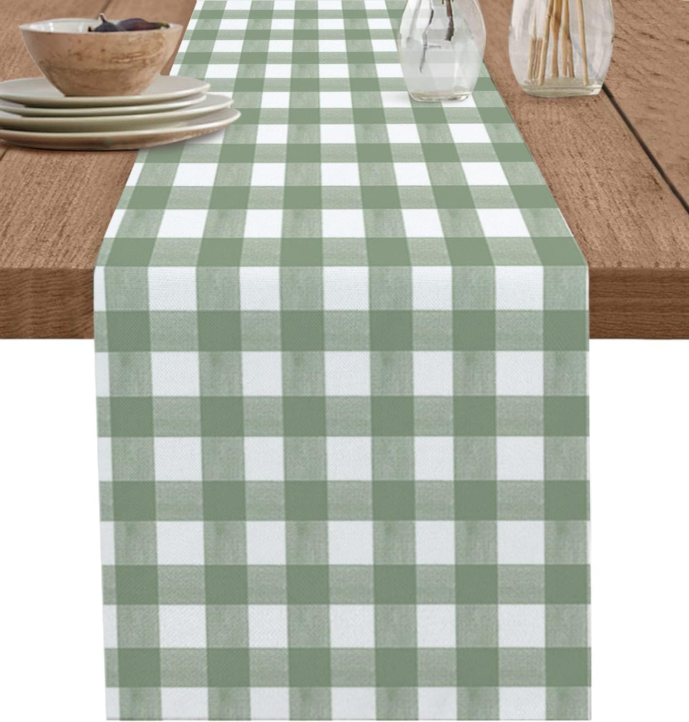 Green Buffalo Plaid Linen Tabl - Linum Home Textiles recension och pris
