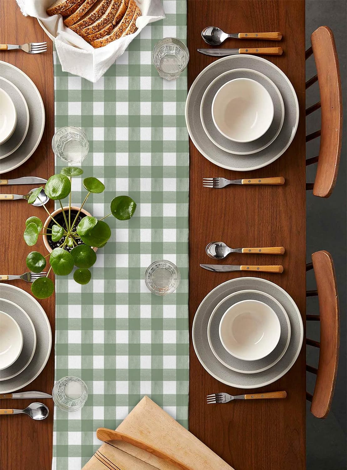 Green Buffalo Plaid Linen Tabl - Linum Home Textiles recension och pris