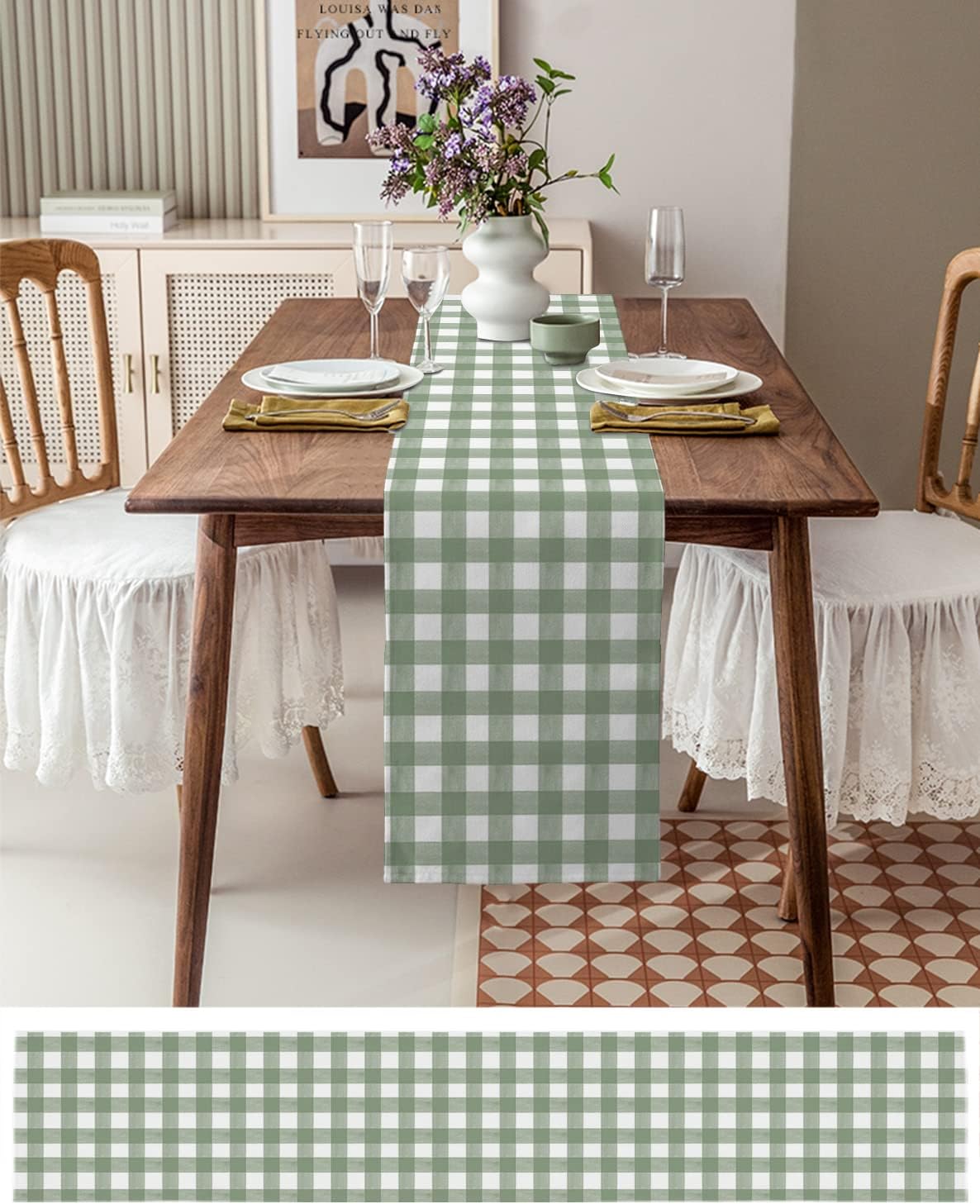 Green Buffalo Plaid Linen Tabl - Linum Home Textiles recension och pris