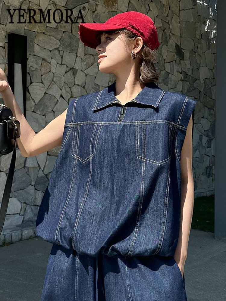 YERMORA Blue Topstitching Big  - Quilt Cotton Summer recension och pris