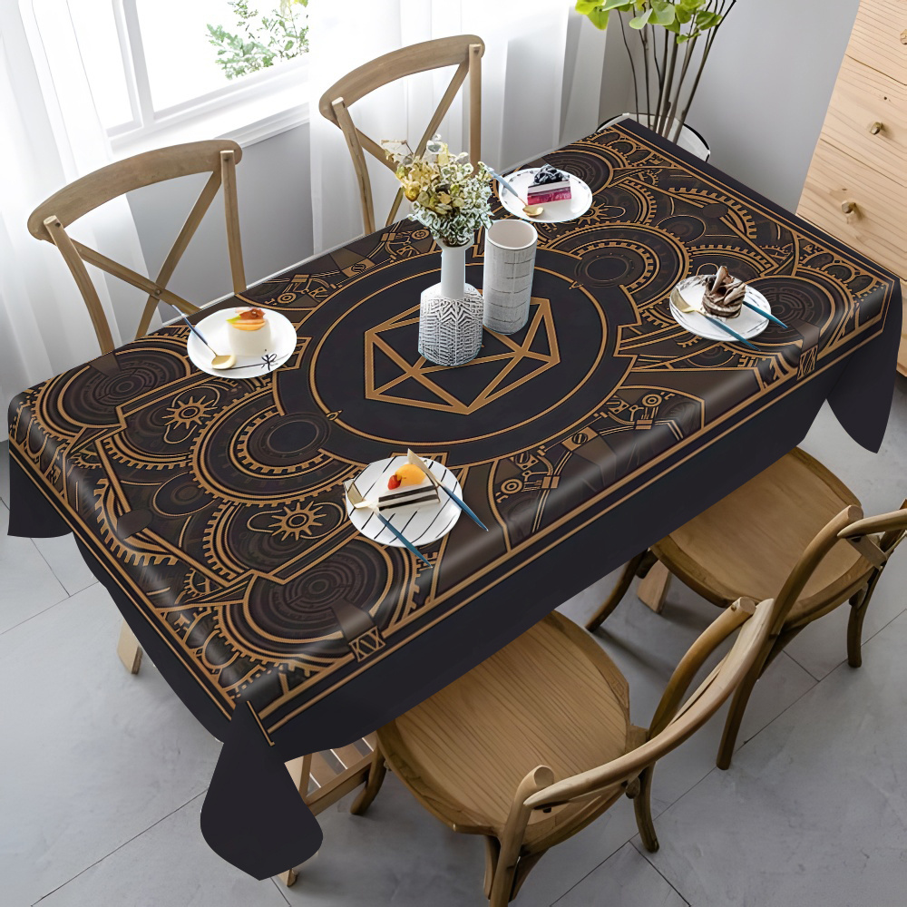 Steampunk Black Golden Gear Pa - Home Textiles Fabric recension och pris