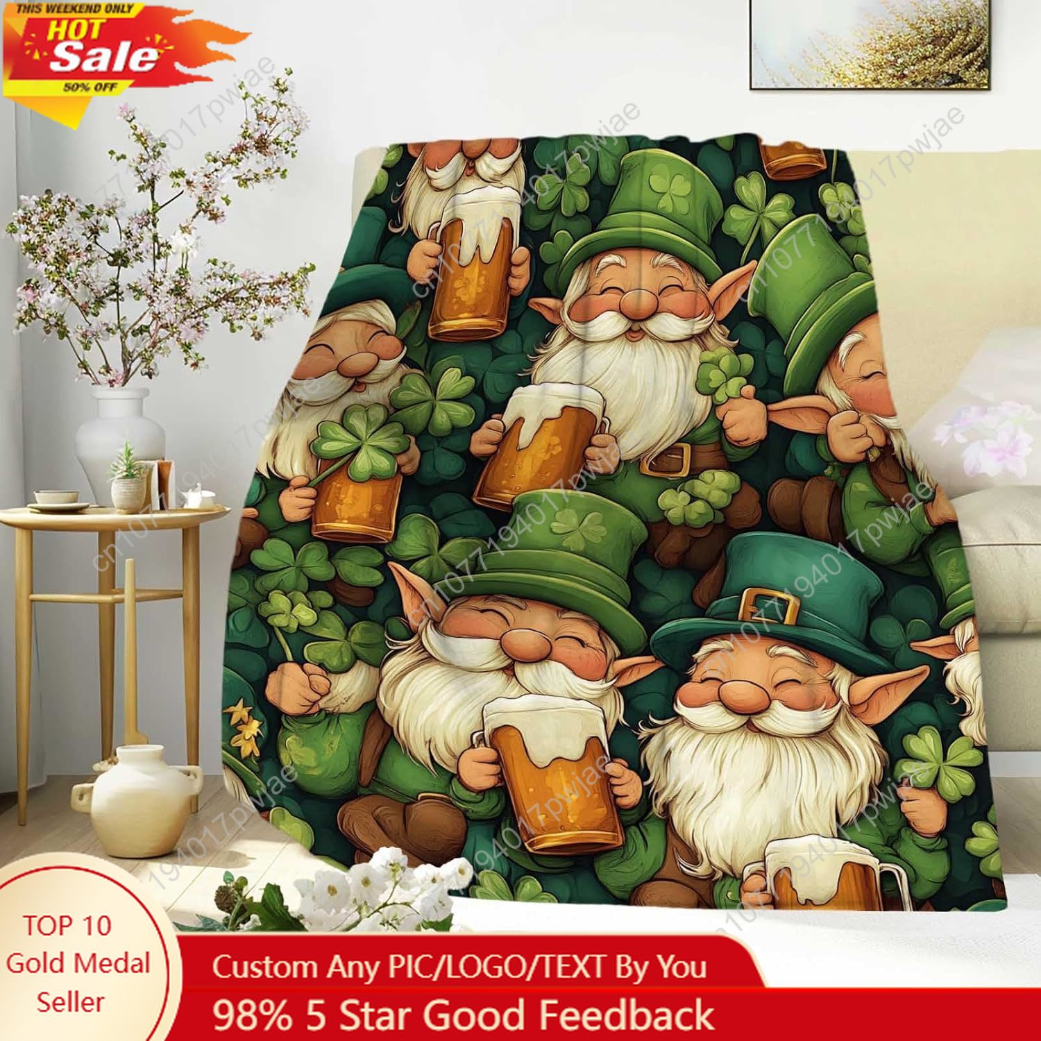 St. Patrick’s Day Gnome Throw  - Home Textiles Today recension och pris