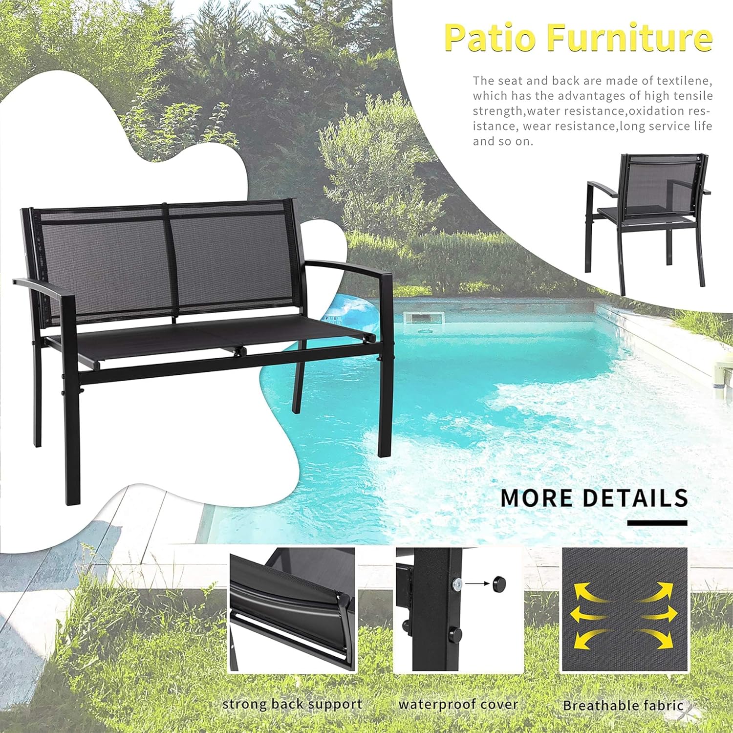Black all-weather textile fabr - Home Textiles Fabric recension och pris