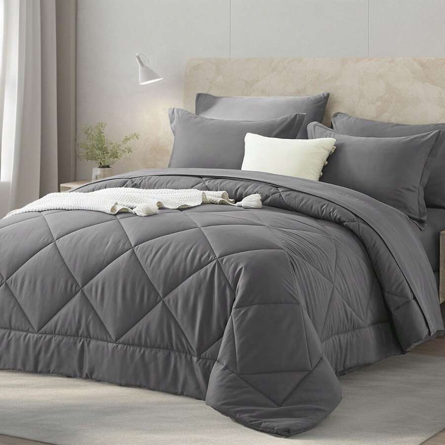 5/7 Piece Solid Color Bed Comf - Quilt Cotton Summer recension och pris