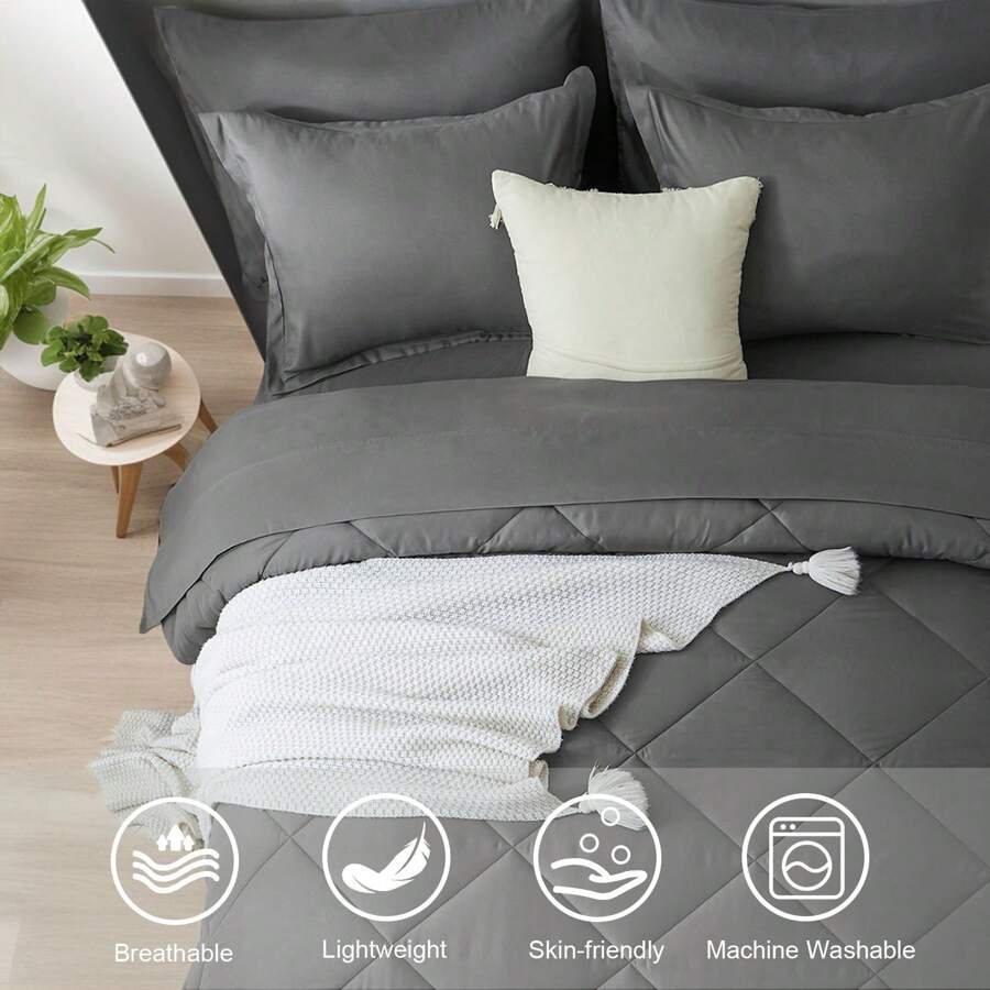 5/7 Piece Solid Color Bed Comf - Quilt Cotton Summer recension och pris
