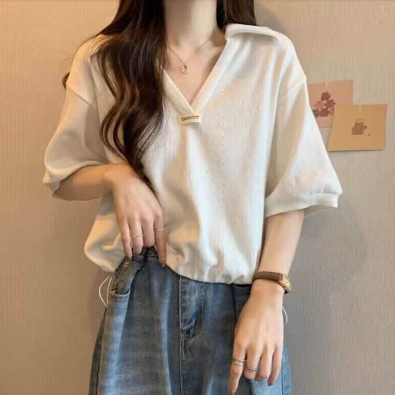 POLO Collar Drawstring Cotton  - Quilt Cotton Summer recension och pris